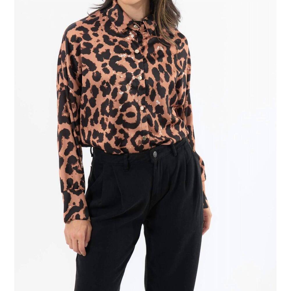 NEW GEEGEE satin pride blouse in leopard print